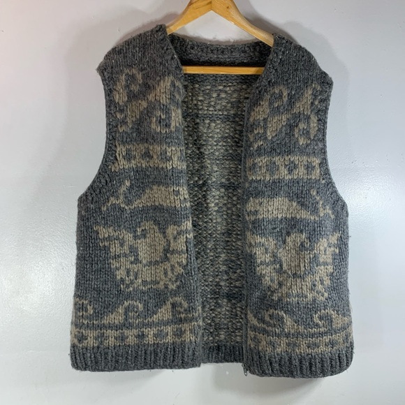 Vintage 79s cowichan  hand made 100% hand made wool cardigan - Picture 13 of 14